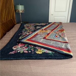 Johnny Was Navy Floral Blanket